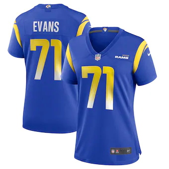 womens nike bobby evans royal los angeles rams game jersey_